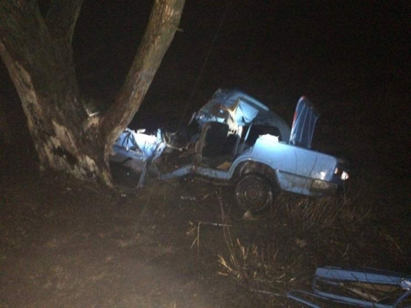 Цієї ночі на Канівщині автомобіль ВАЗ влетів у дерево