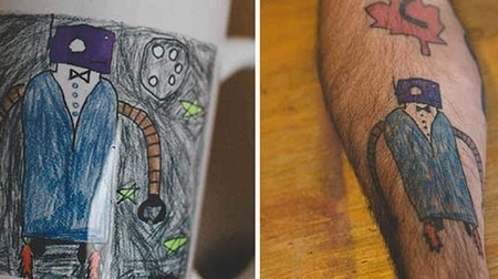 Черкащанин робить ескізи для татуювань з малюнків дітей