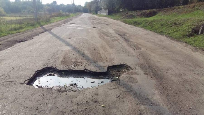 На Черкащині селяни креативно боряться з ямами на дорозі (фото)