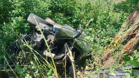 Біля Умані п’яний водій вилетів у кювет та врізався у дерево (ФОТО)